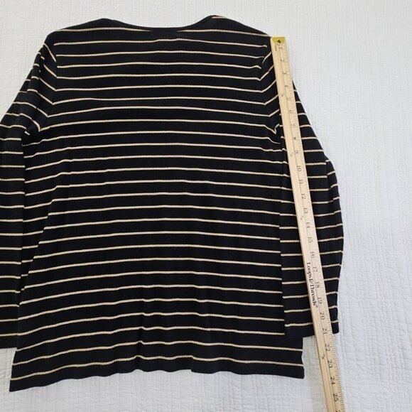 Lauren Ralph Lauren Green Label Top Size 1X Black & Gold Metallic Striped - Picture 12 of 14